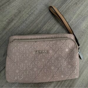 GUESS Beige Monogram Wristlet